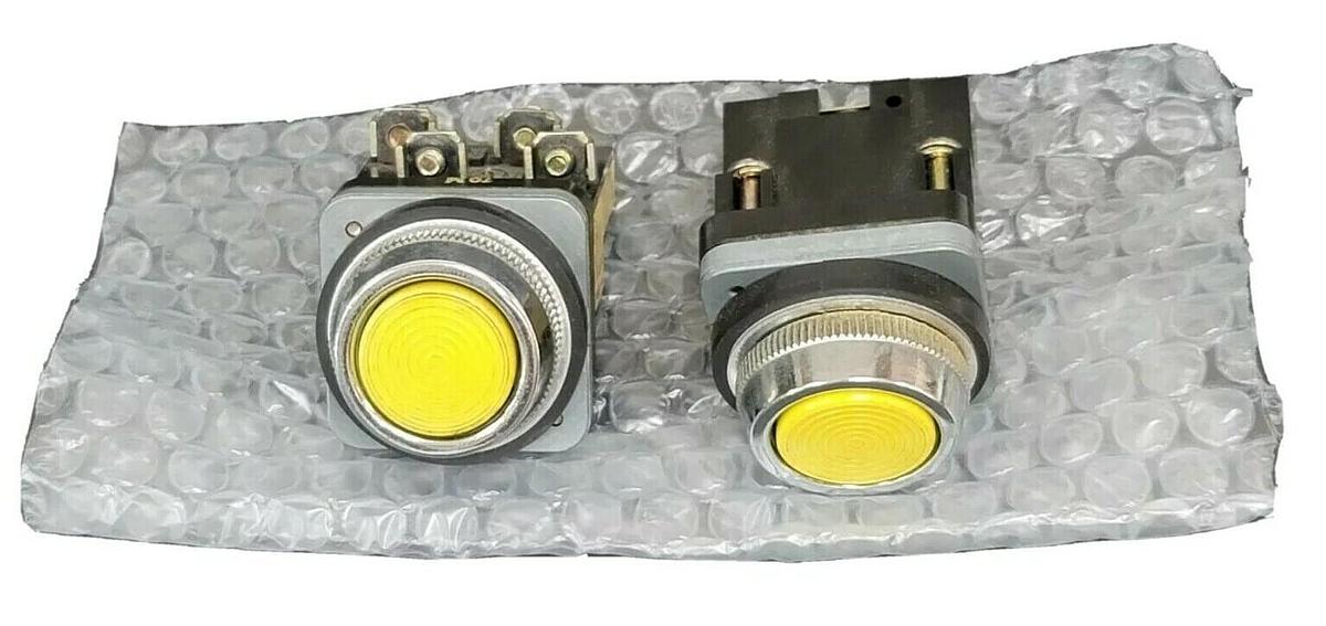 Used LOT OF 2 FUJI ELECTRIC 70C-IA CONTACT BLOCKS 70CIA, YELLOW CAP PUSHBUTTON