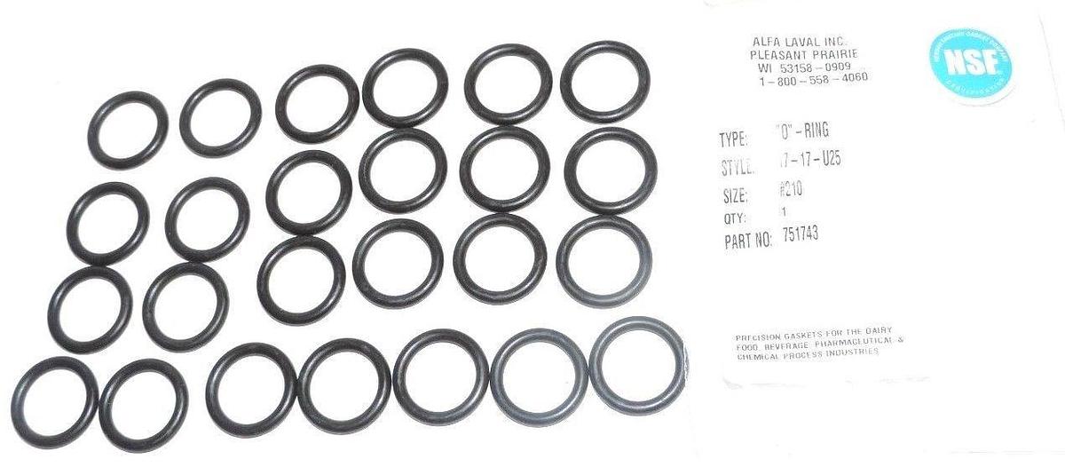 Used LOT OF 24 NEW ALFA LAVAL STYLE: 17-17-U25 O-RINGS SIZE: #210 PART NO. 751743