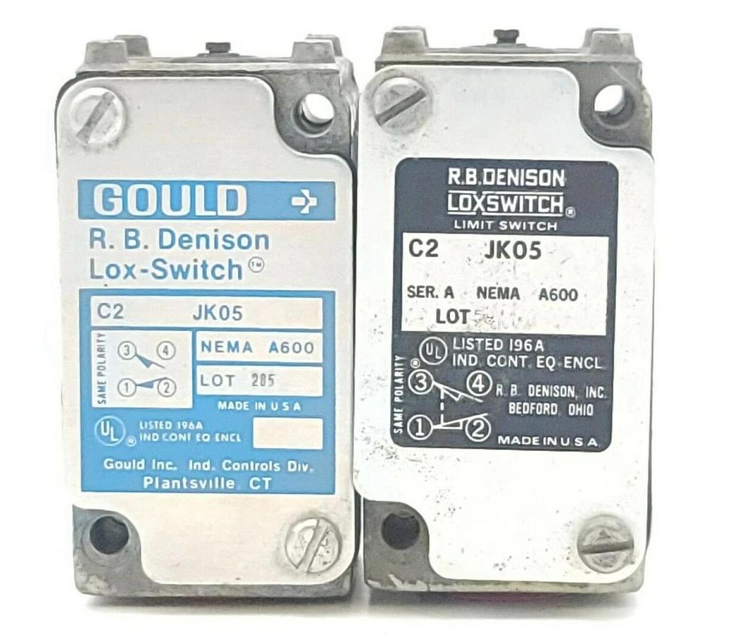 Used LOT OF 2 GOULD C2-JK05 R.B. DENISON LIMIT SWITCHES C2JK05