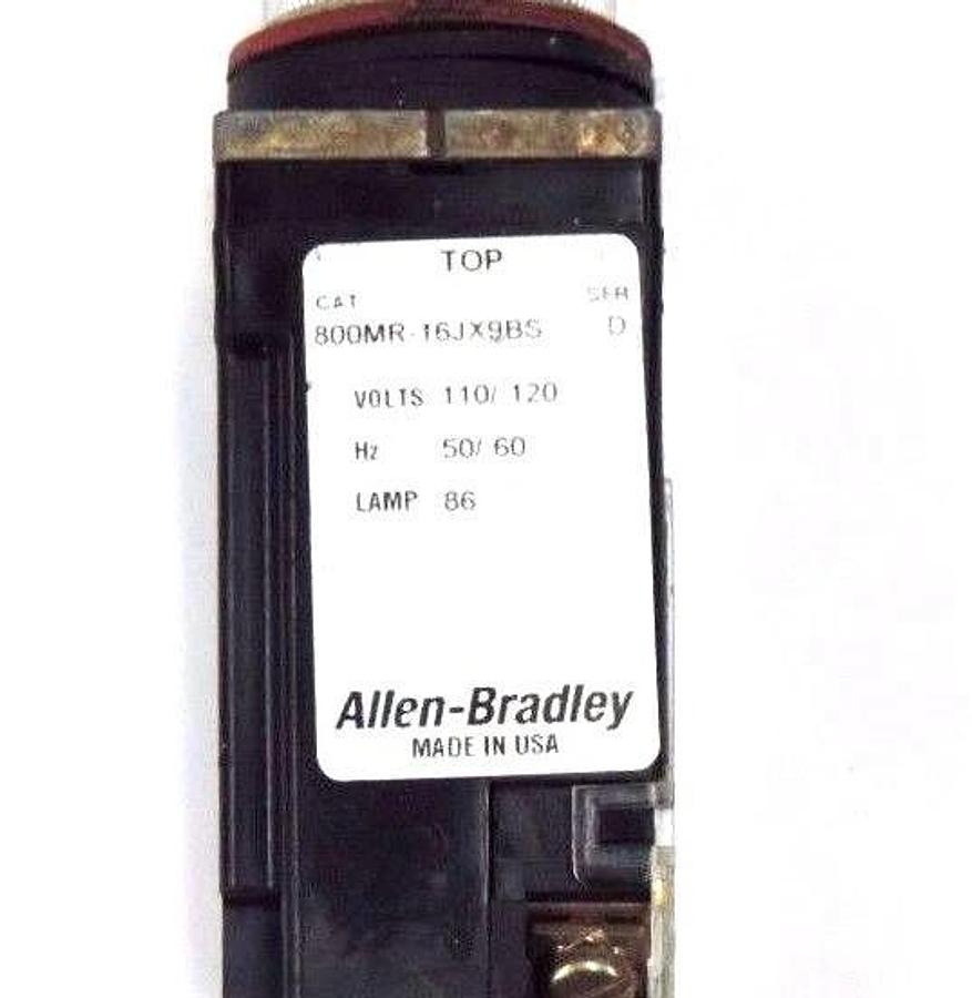 Used ALLEN BRADLEY 800MR-16JX9BS SER. D SELECTOR SWITCH 110/120V, 50/60HZ, 800M-XAK