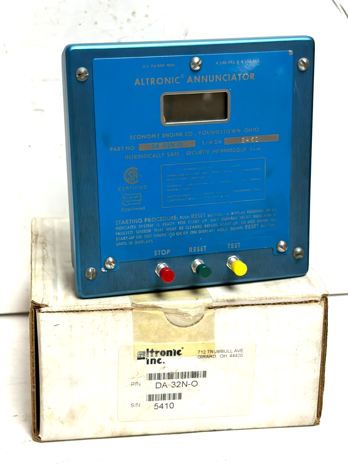 Used Altronic DA-32N-O Digital Annunciator 32-Point Intrinsically Safe Panel