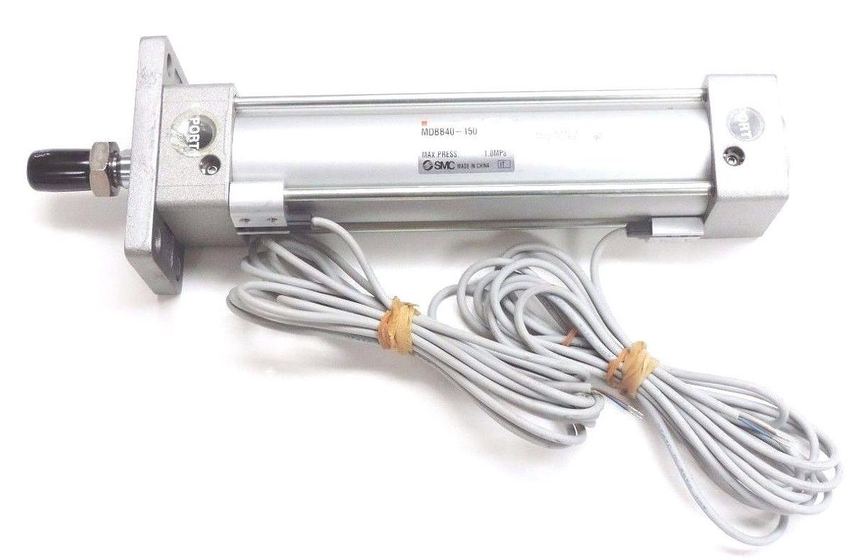 Used NEW SMC MDBB40-150 TIE ROD CYLINDER AUTO-SW MDBB40-150-Y59BL W/ 2 REED SWITCHES