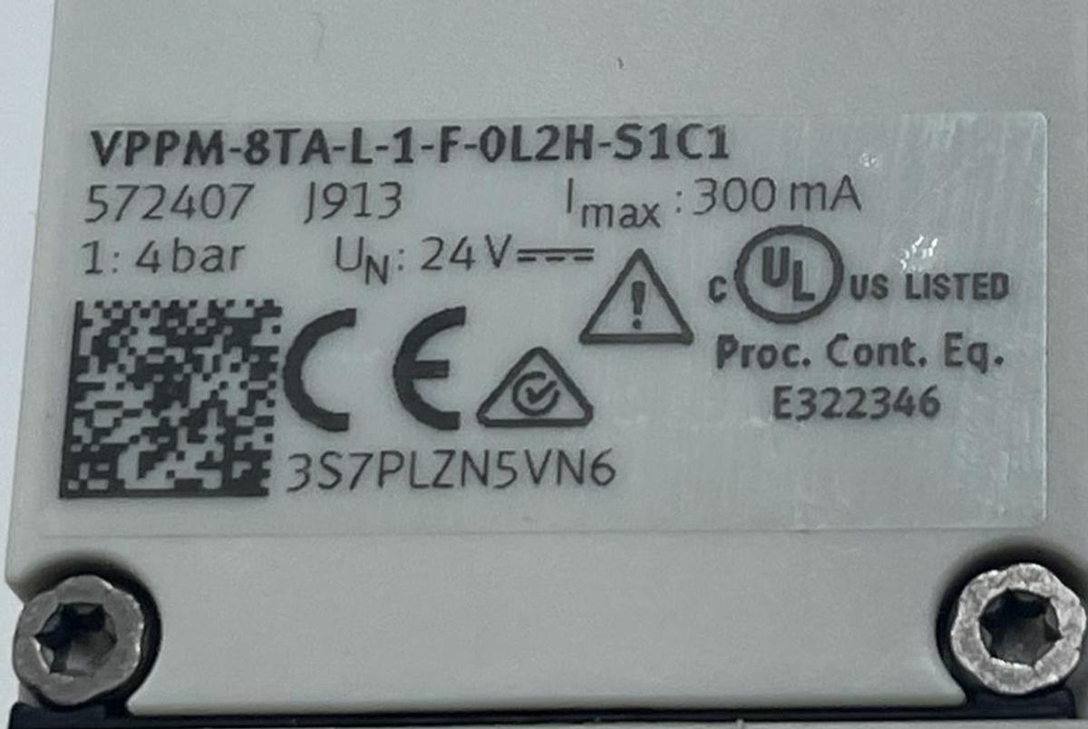 Used FESTO VPPM-8TA-L-1-F-0L2H-S1C1 Proportional Pressure Regulator 0-2 Bar