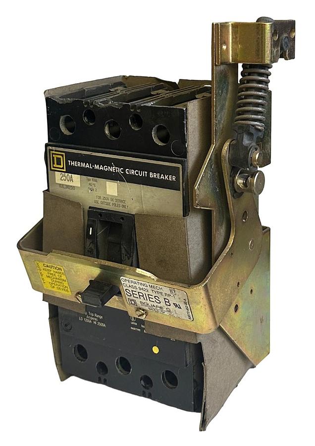 Used SQUARE D KAL36250 THERMAL-MAGNETIC CIRCUIT BREAKER 250A W/ 9422-RP-1 /B MECH