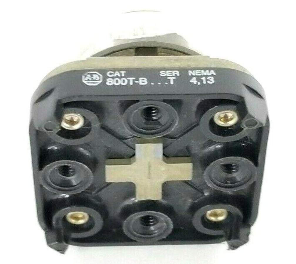 Used ALLEN BRADLEY 800T-B9 PUSH BUTTON MOMENTARY 30MM EXTENDED HEAD SER. T, 800TB9