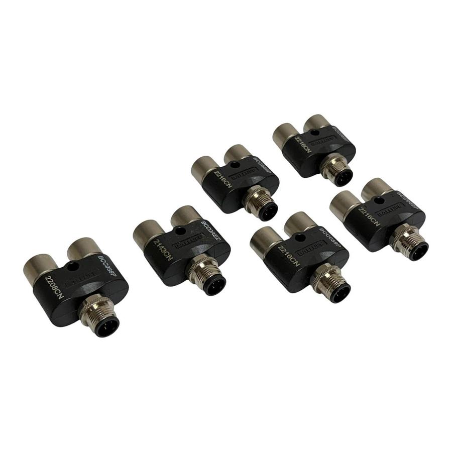 LOT OF 6 Balluff M12 T-Splitter Connector BCC089P BCC0AEZ Y-Adapter 5-Pin