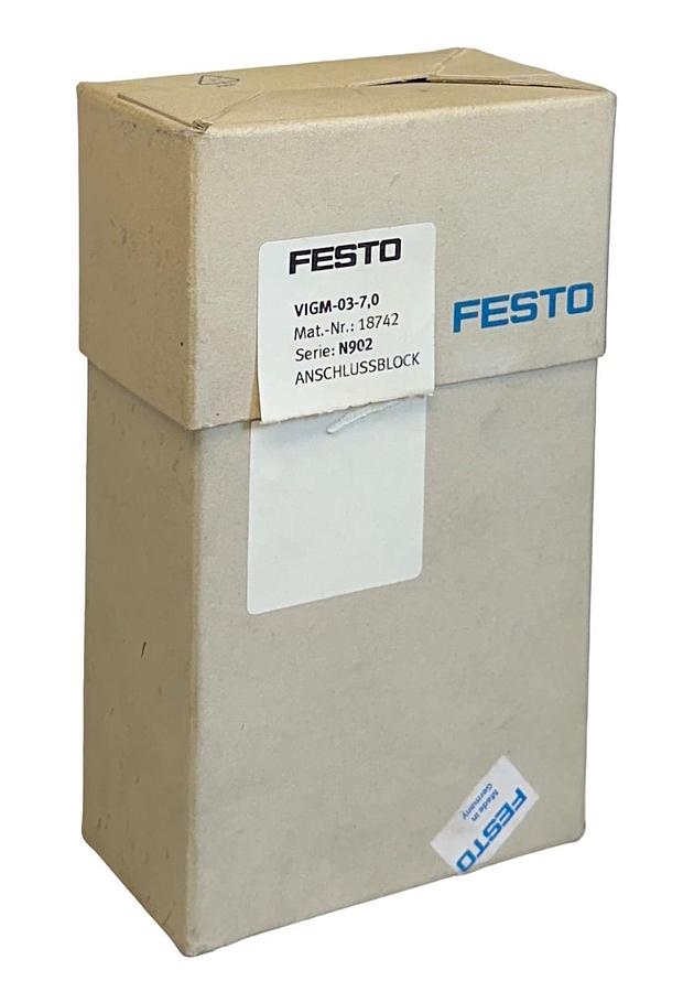 Used FESTO VIGM-03-7,0 / 18742 SINGLE SOLENOID SUB BASE 0.9-10BAR 5561212 NSMP