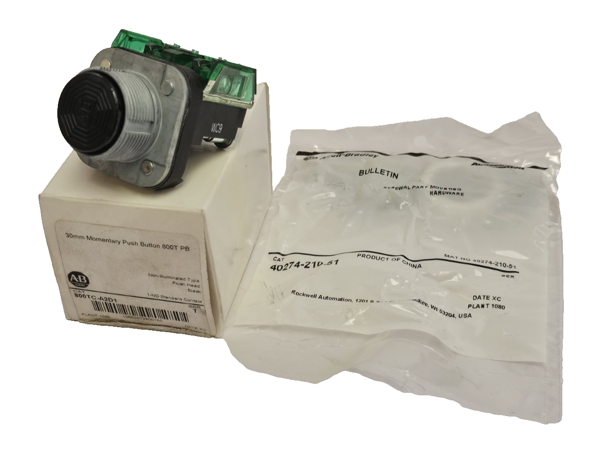 Used NIB ALLEN BRADLEY 800TC-A2D1 FLUSH HEAD BLACK PUSH BUTTON 800TCA2D1 SER. T