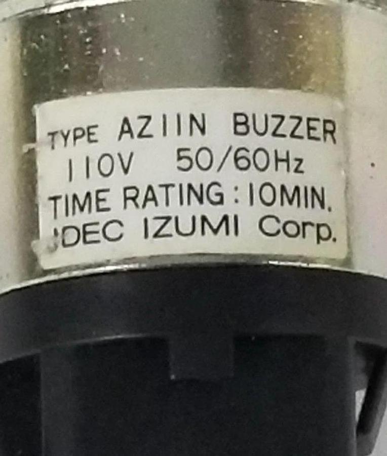 Used IDEC IZUMI CORP. AZIIN BUZZER MODULE 110V 50/60HZ, 10 MIN. RATING