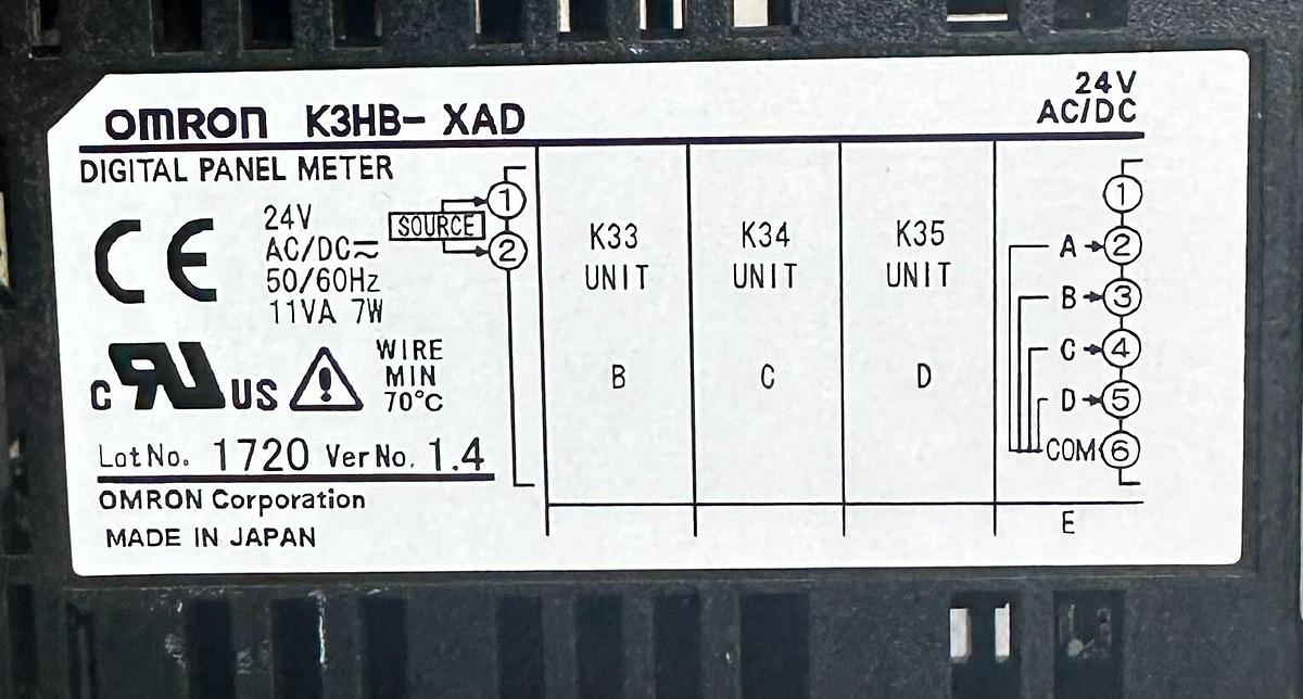Used OMRON K3HB-XAD / K3HBXAD DIGITAL PANEL METER 24V AC/DC 50/60Hz