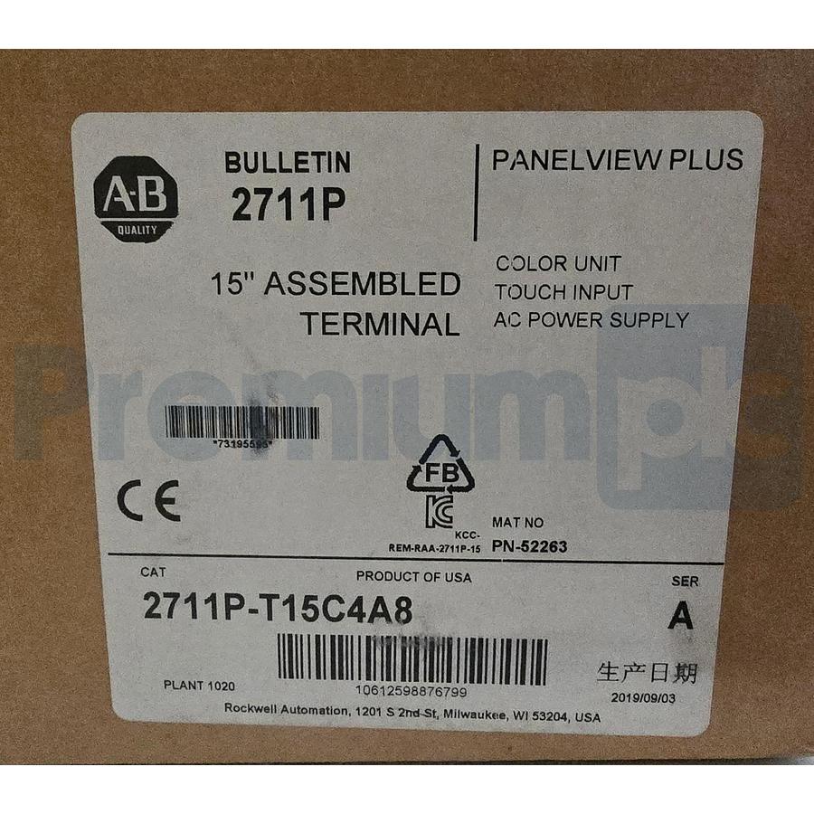 Used ALLEN BRADLEY 2711P-T15C4A8 / A PanelView Plus 6 1500 COLOR TERMINAL 15" NSMP