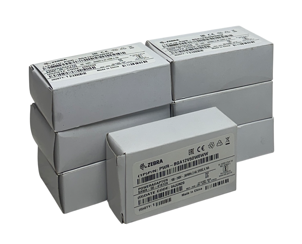 Used 7 ZEBRA PWR-BGA12V50W0WW / SAWA-56-41612A OEM POWER ADAPTERS 100-240V 2.4A NSMP