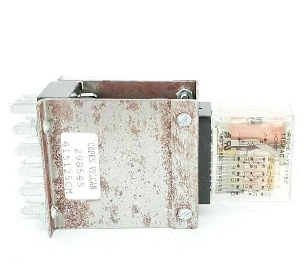 Used COPES VULCAN 298545 415125CM RELAY BASE W/ R10-E1-X6-115V RELAY & 27E127 SOCKET