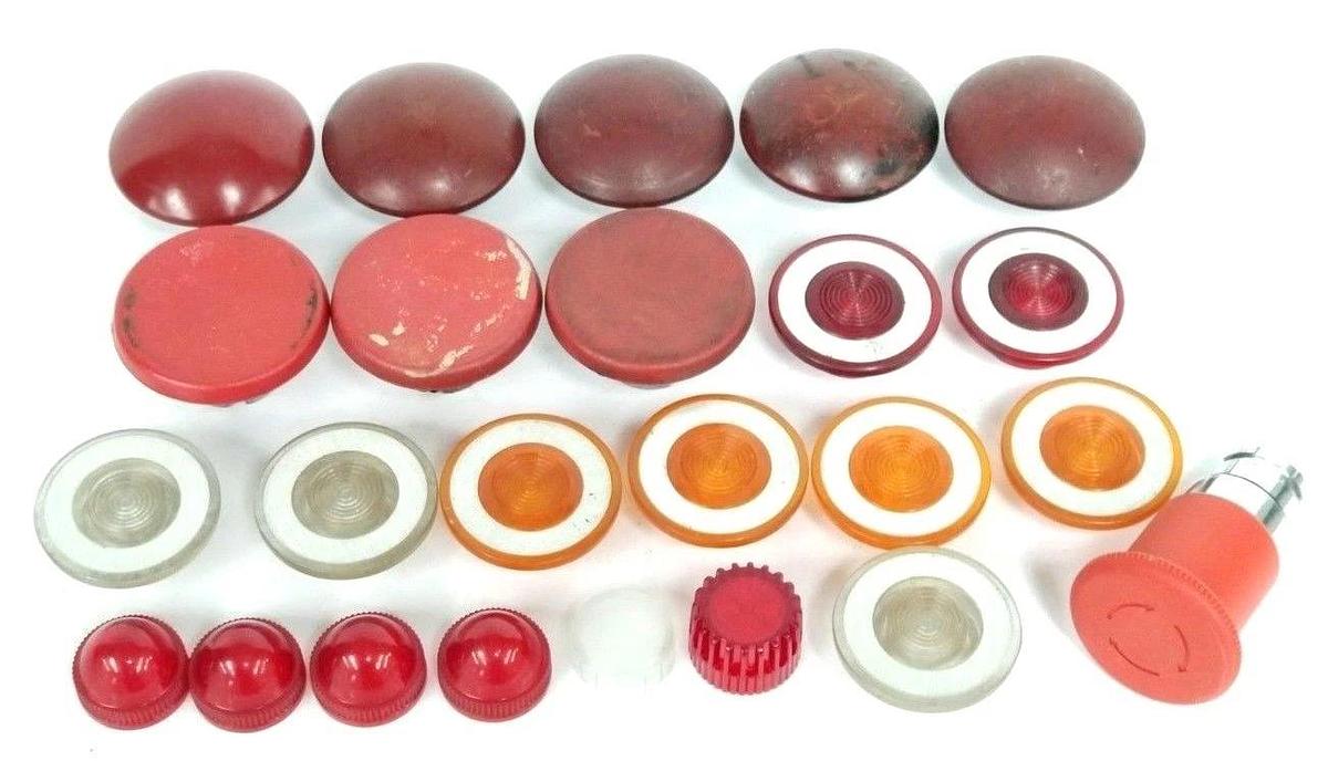 Used LOT OF 24 ASSORTED PUSHBUTTON HEADS / CAPS