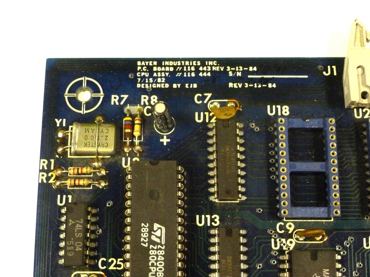 Used BAYER INDUSTRIES 116-443 REV. 3-13-84 CONTROL BOARD 116443 I/O ASSY 116-444