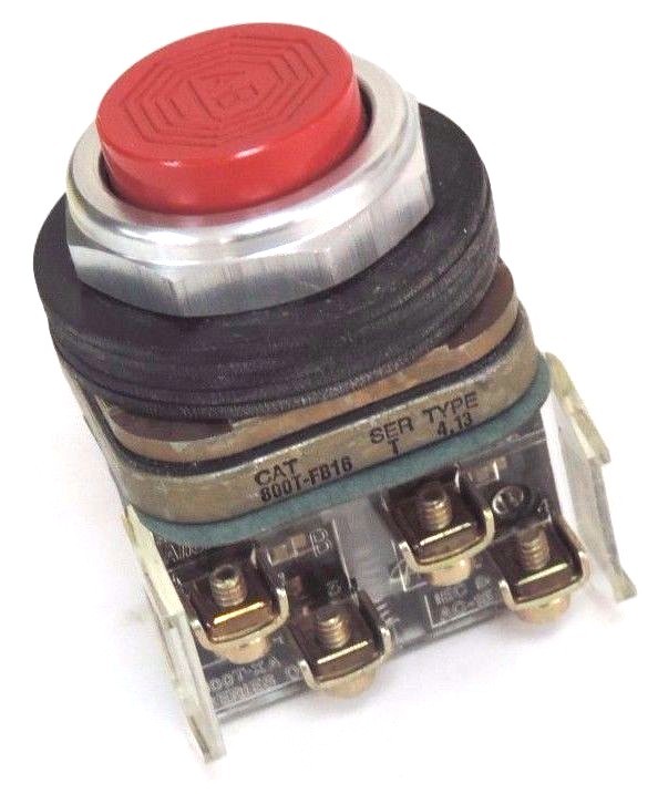 Used NEW ALLEN BRADLEY 800T-FB16 PUSHBUTTON 800TFB16 SER. T W/ 800T-XA SER. D BLOCK