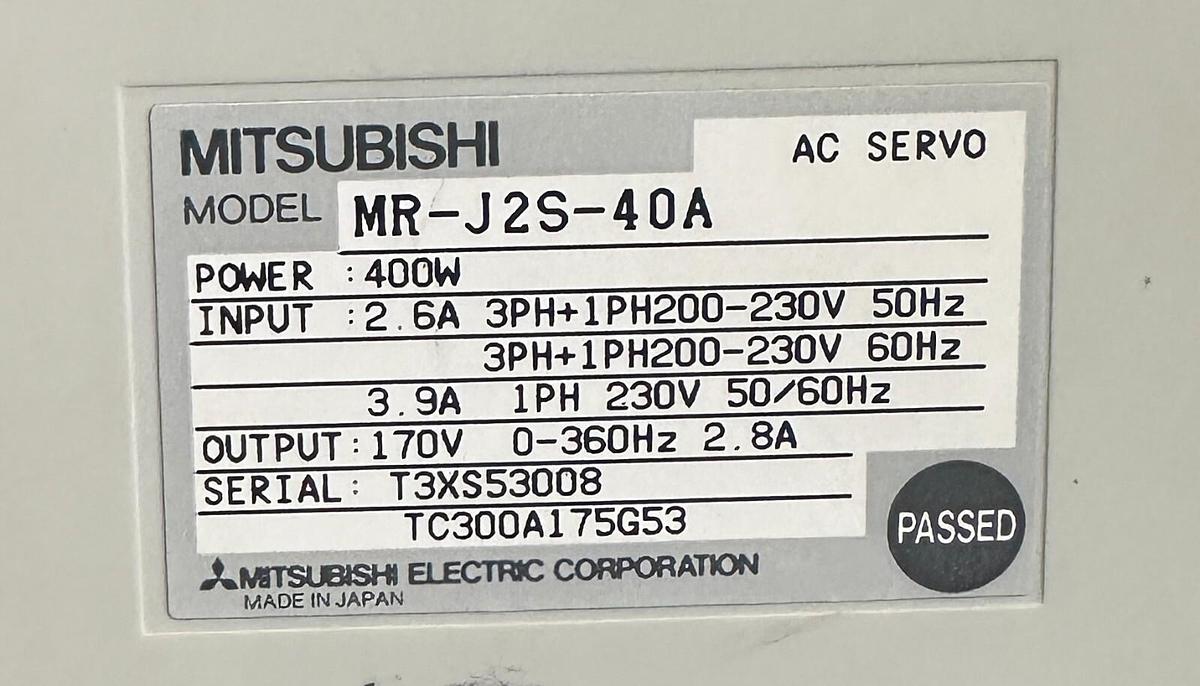 Used MITSUBISHI MR-J2S-40A / MRJ2S40A MELSERVO AC SERVO AMPLIFIER 400W 230V J2 SERIES