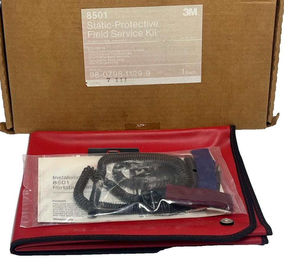 Used 3M 8501 Static Protective Field Service Kit ESD Mat Wrist Strap Cord Pouch, NSMP