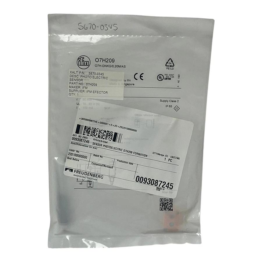 Used ifm electronic O7H209 Diffuse Reflection Laser Sensor O7H-DNKG/0,20M/AS - NSFS