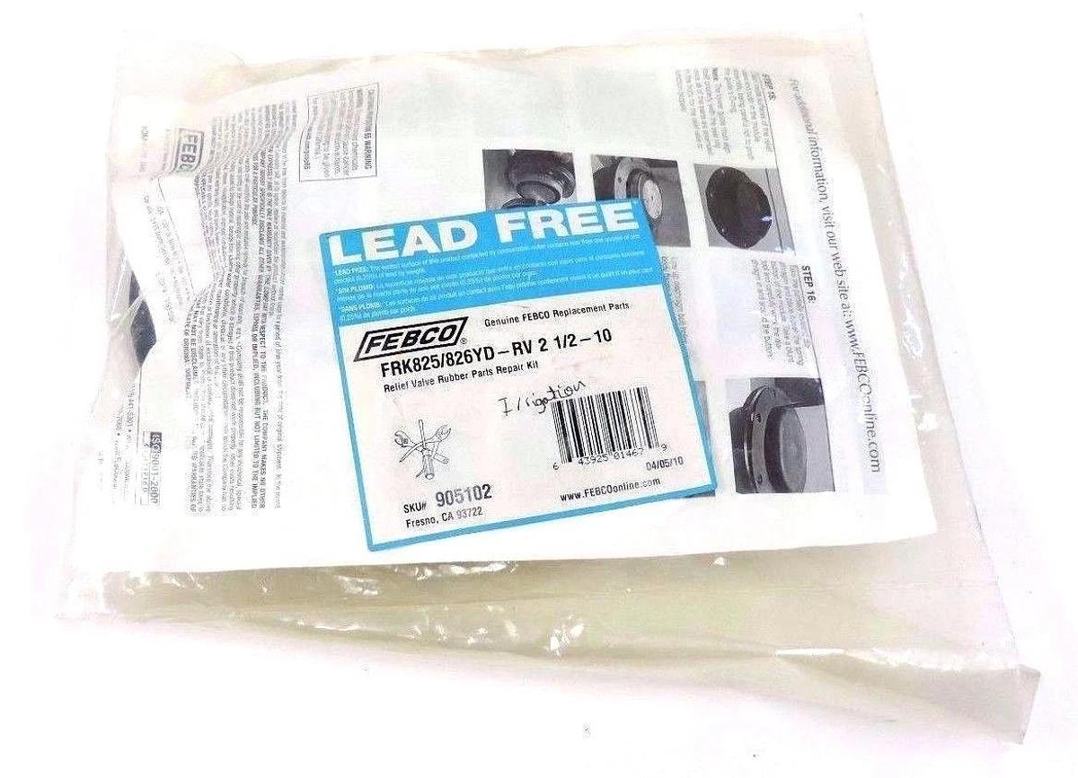 Used NEW FEBCO FRK825/826YD-RV 2-1/2-10" RELIEF VALVE RUBBER PARTS REPAIR KIT 905102
