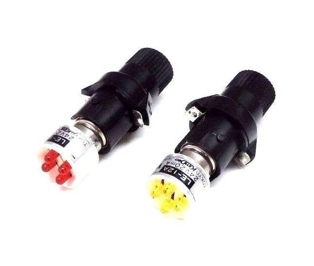 Used LOT OF 12 KIMUDEN LE-12A LIGHT INDICATORS (7) RED, (5) YELLOW, 24V, 20mA, LE12A