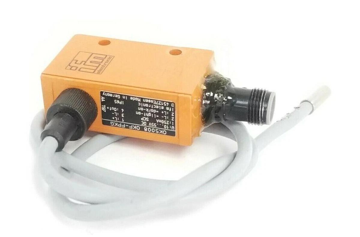 Used IFM EFECTOR OKF-FPKG FIBER OPTIC SENSOR OK5008, 10...55V DC