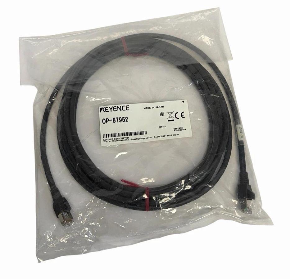 Used NEW KEYENCE OP-87952 LAN CABLE 5M FOR IV / IV2 VISION SENSOR SERIES OP87952