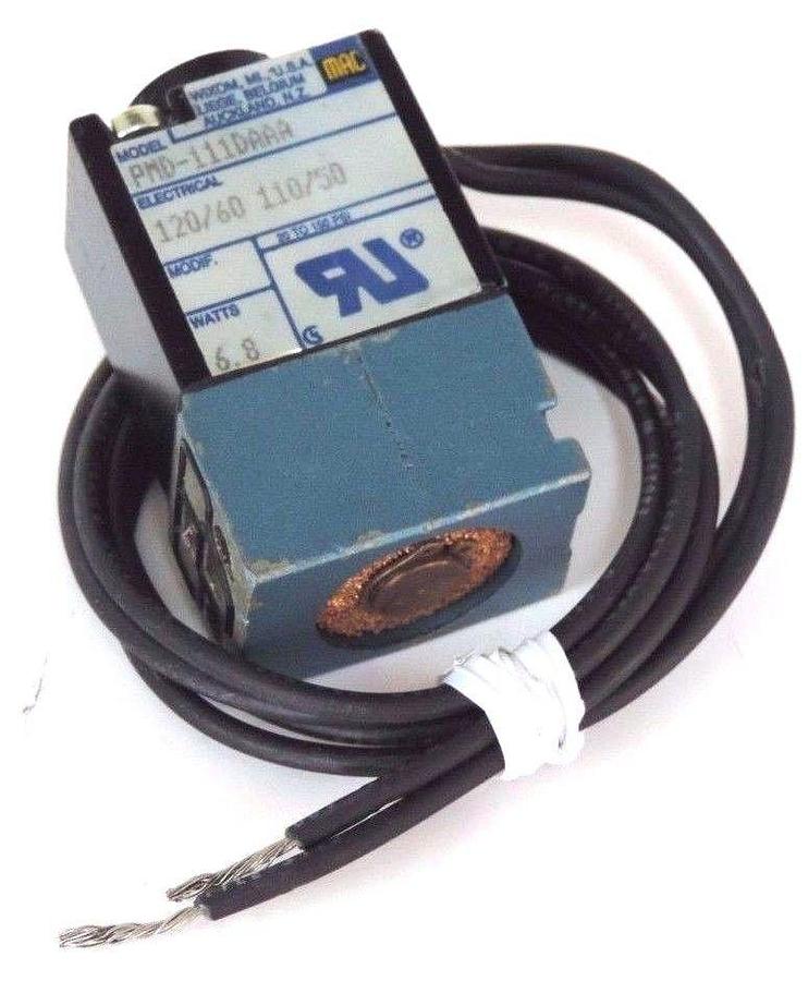 Used MAC PMD-111DAAA SOLENOID VALVE COIL 110-120V 50/60HZ 6.8WATTS PMD111DAAA