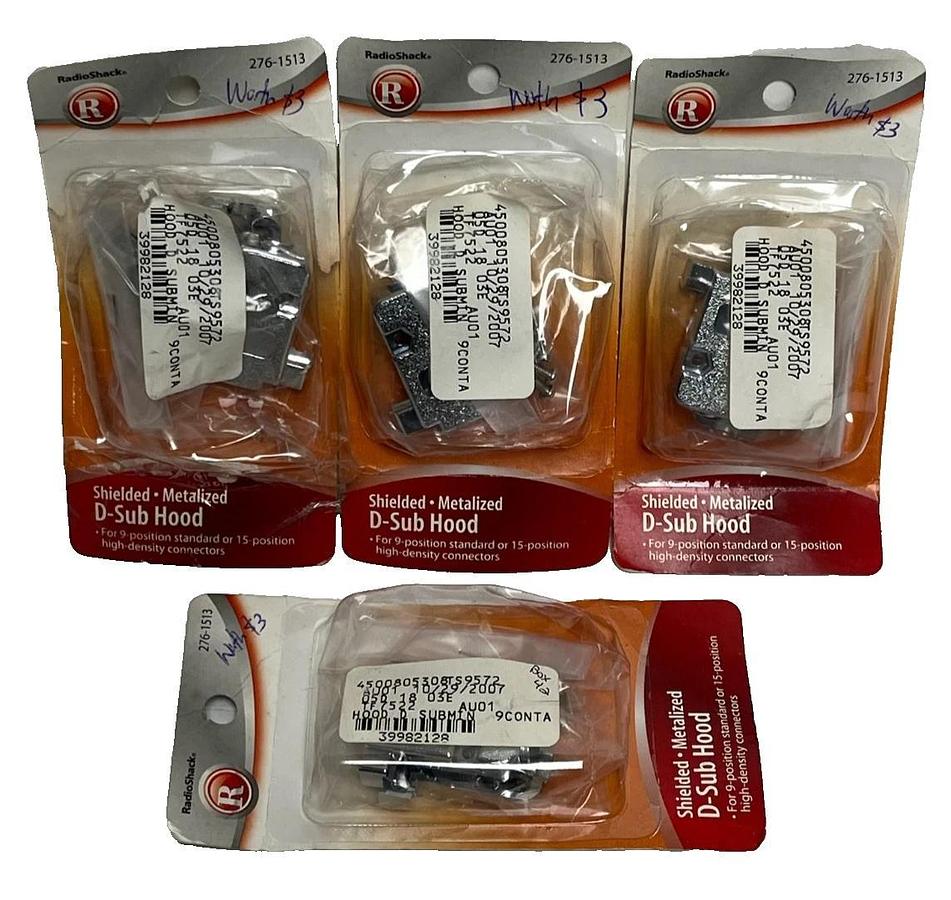 Lot of 4 RadioShack 276-1513 Shielded Metalized D-Sub Hood 9-Pin RS-232