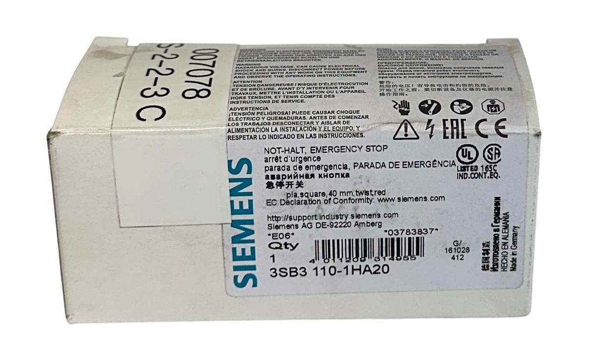 Used SIEMENS 3SB3110-1HA20 / 3SB31101HA20 NOT-HALT EMERGENCY STOP 40mm TWIST RED NSMP