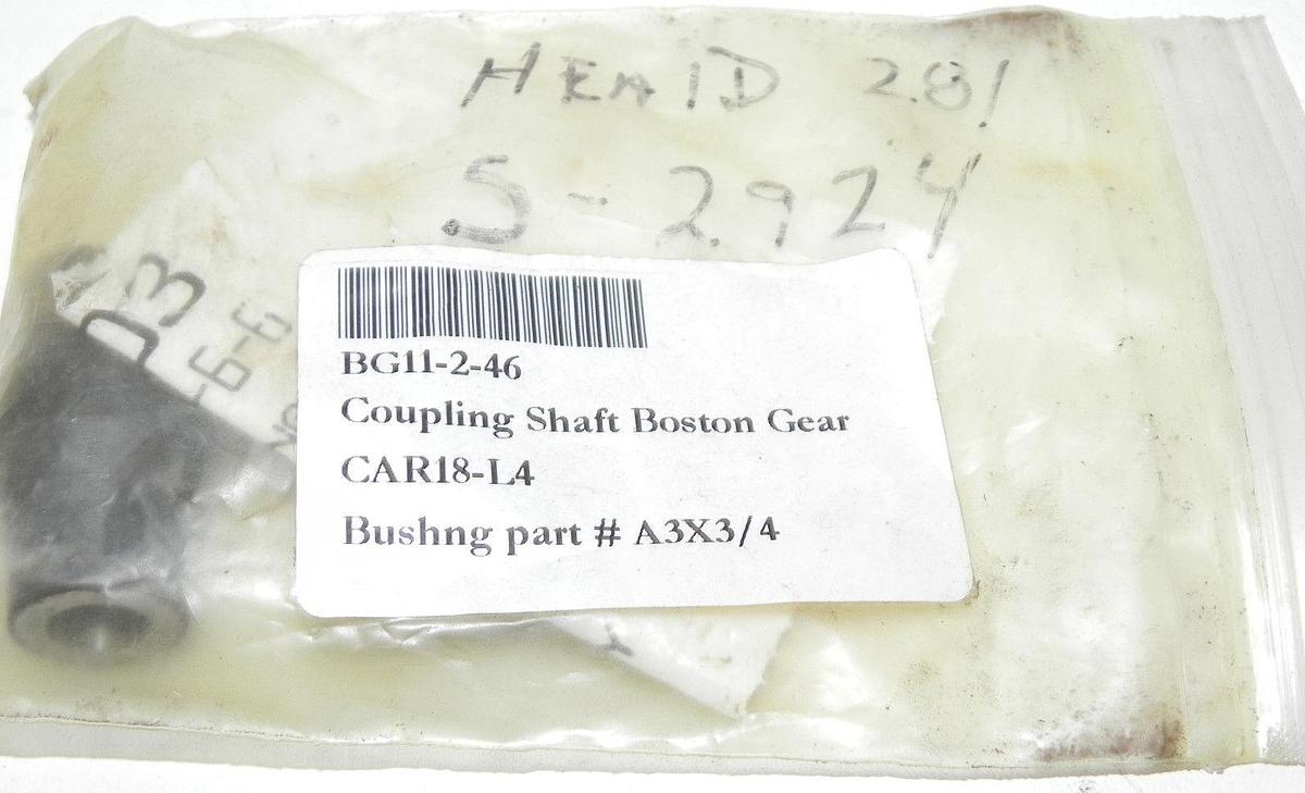 Used NEW BOSTON GEAR BG11-2-4-6 SHAFT COUPLING BUSHING P/N: A3X3/4, BG11246