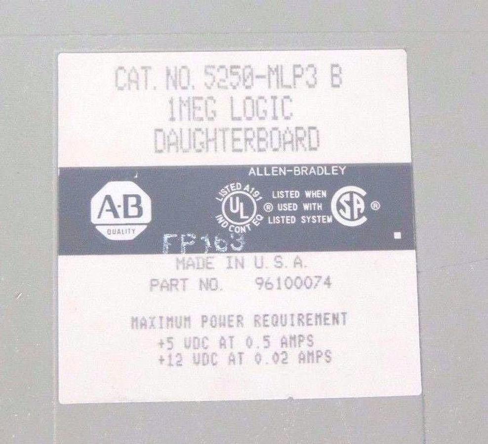 Used ALLEN BRADLEY 5250-LP SER. B PROCESSOR REV. A08, 96101475 W/ 5250-MLP3 SER. B