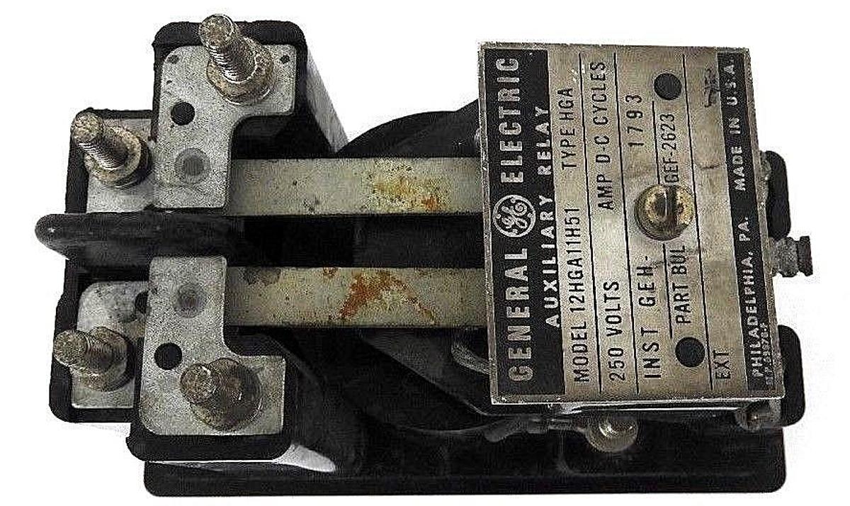 Used GENERAL ELECTRIC 12HGA11H51 AUXILIARY RELAY TYPE: HGA, 250 VOLTS, GEF-2623