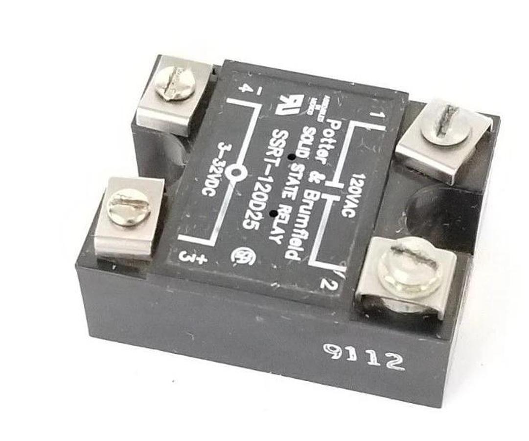 Used POTTER & BRUMFIELD SSRT-120D25 SOLID STATE RELAY SSRT120D25, 3-32VDC, 120VAC