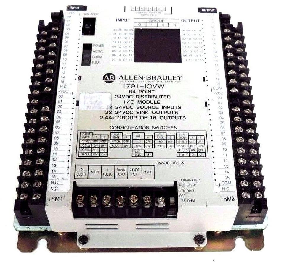 Used ALLEN BRADLEY 1791-IOVW SER. A I/O MODULE 64POINT, 24VDC, 1791IOVW