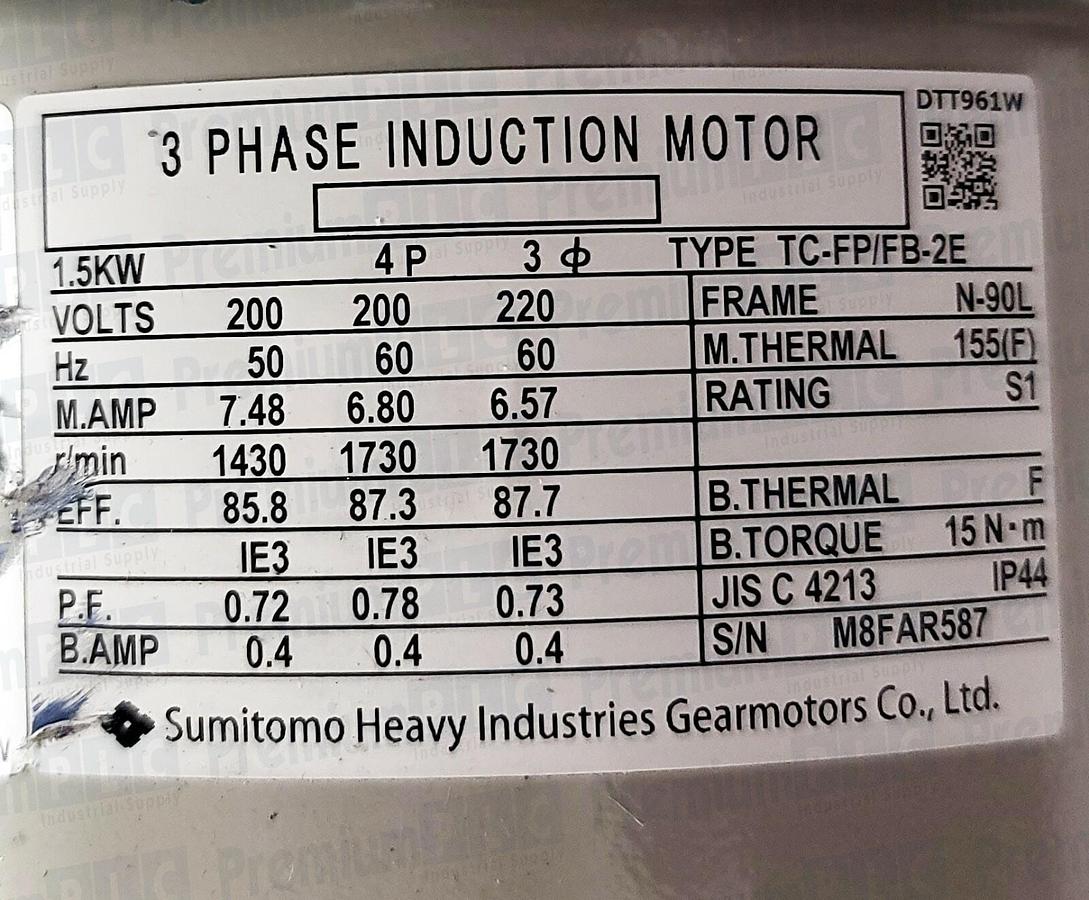 Used NEW HYPONIC DRIVE RNHM2-60R-EP-B-100/J2NSRB GEARMOTOR TYPE: TC-FP/FB-2E