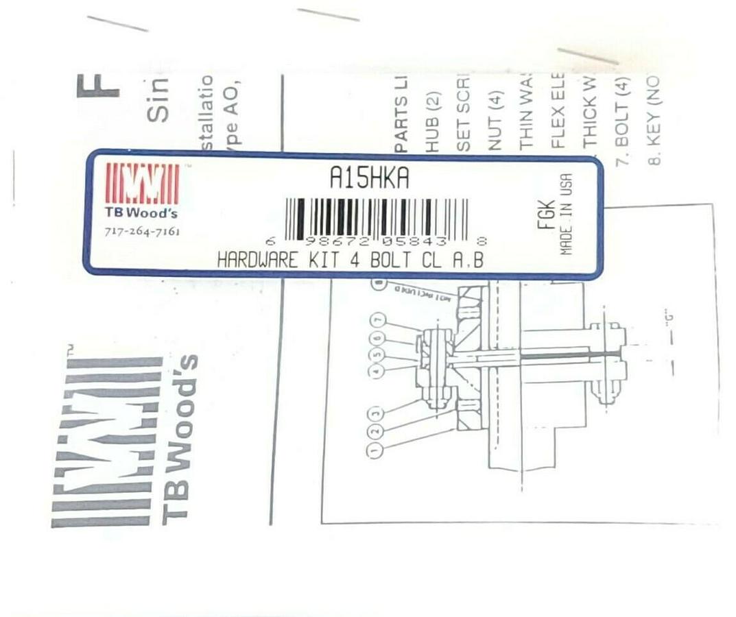 Used NEW TB WOOD'S A15HKA HARDWARE KIT 4 BOLT CL A.B