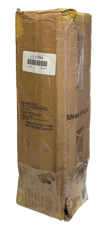 Used MIDWEST PACIFIC MP-185W / MP185W PVC SHRINK FILM 18''x75 GAUGE 500FT 5ZZ44 NSMP