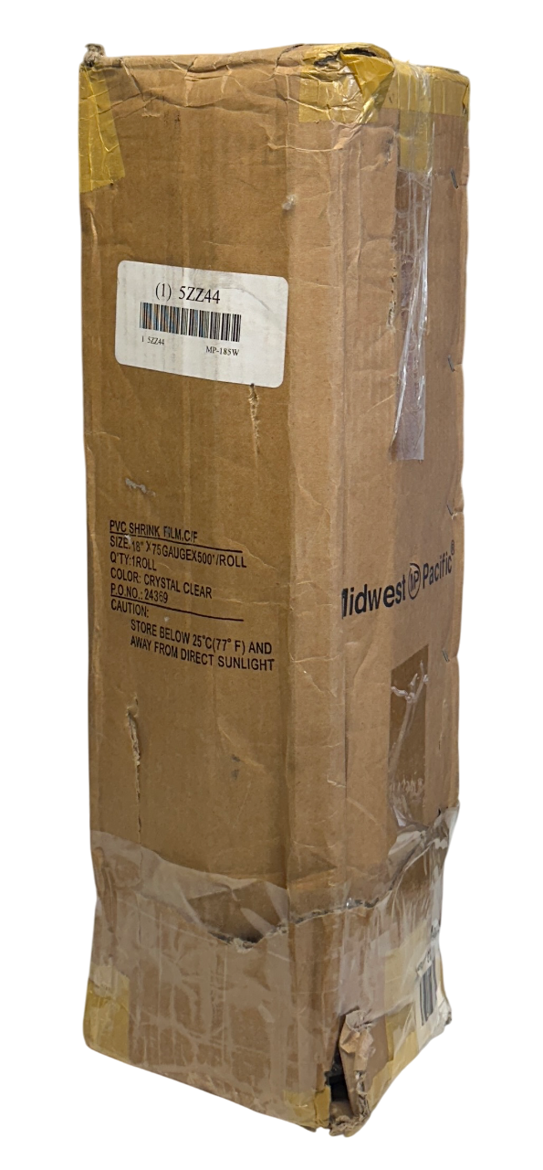 Used MIDWEST PACIFIC MP-185W / MP185W PVC SHRINK FILM 18''x75 GAUGE 500FT 5ZZ44 NSMP