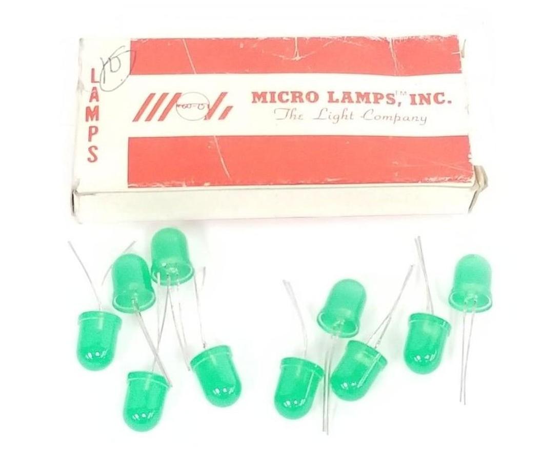 Used LOT OF 10 NEW MICRO LAMPS, INC. MLED-813-GD GREEN LAMPS MLED813GD