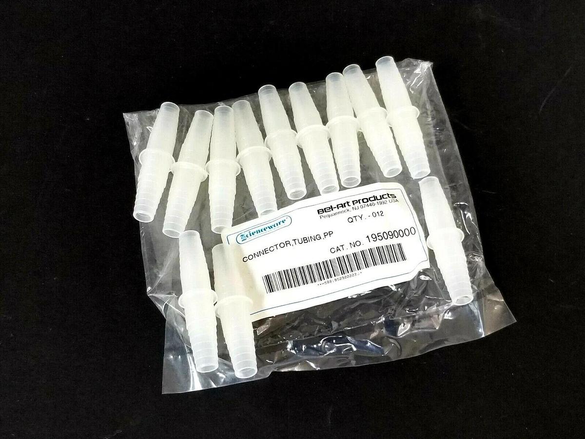 Used PACK OF 12 NEW BEL-ART PRODUCTS 195090000 TUBING CONNECTORS PP 3/8'' STRAIGHT