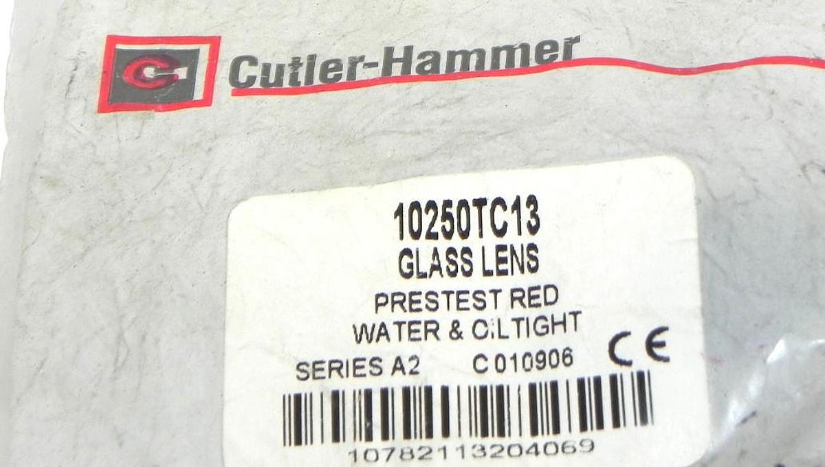 Used NEW CUTLER-HAMMER 10250TC13 GLASS LENS PRESTEST RED SERIES A2
