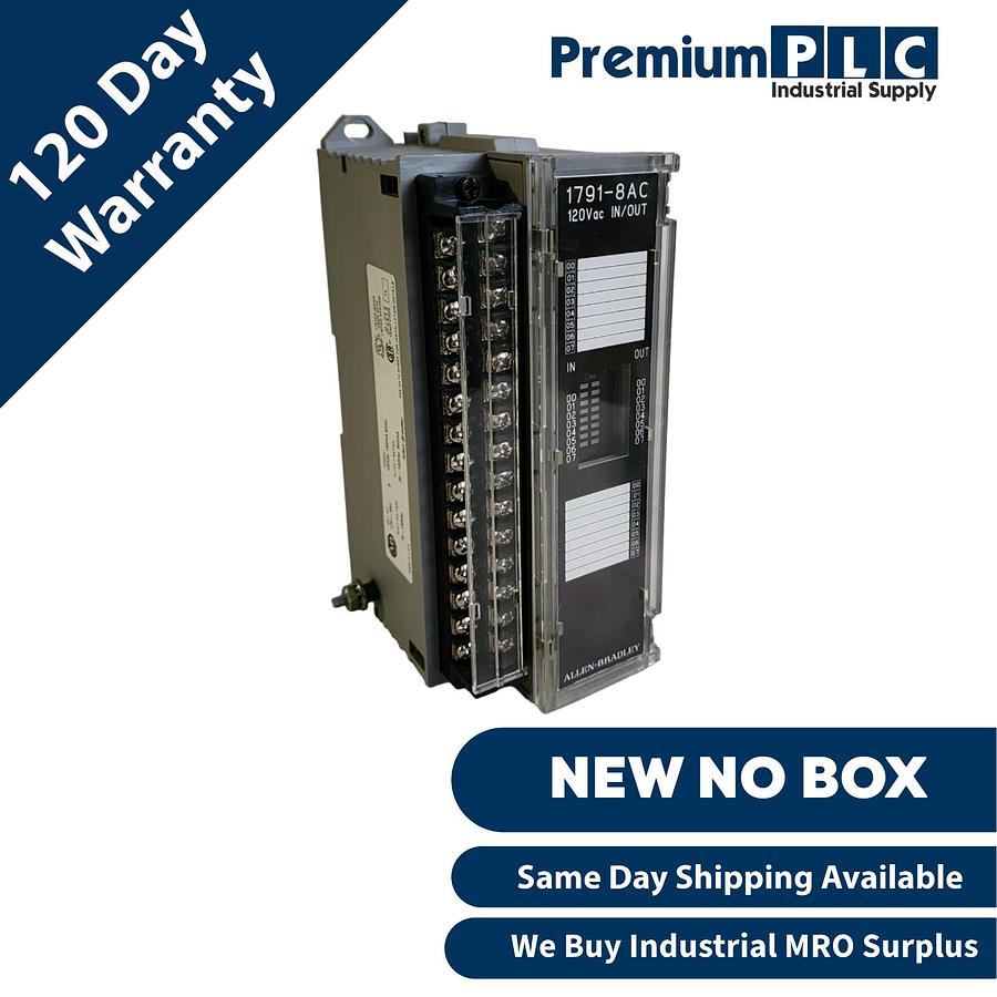 Used NEW ALLEN BRADLEY 1791-8AC /B AC BLOCK I/O MODULE 120VAC 8IN/8OUT 17918AC