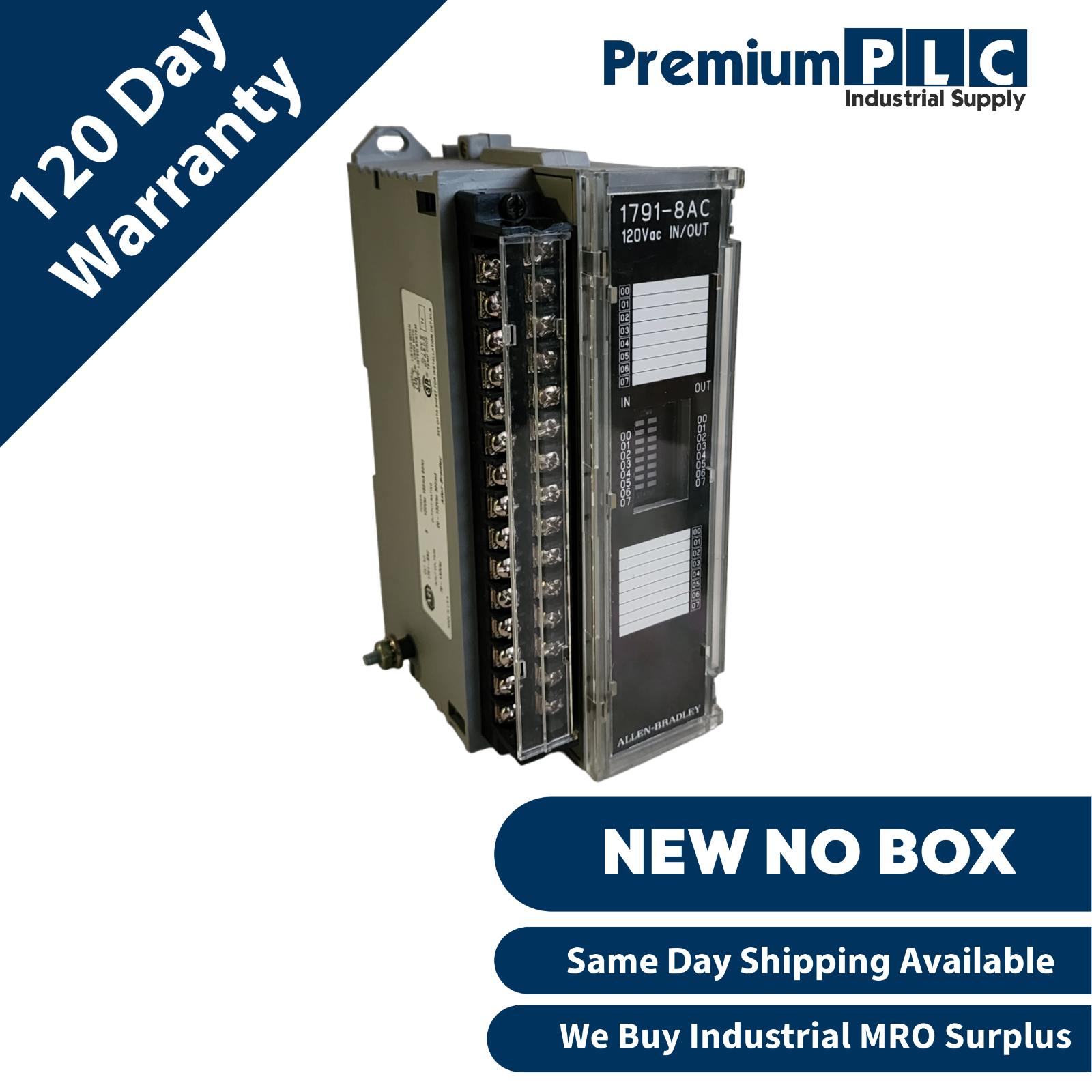 Used NEW ALLEN BRADLEY 1791-8AC /B AC BLOCK I/O MODULE 120VAC 8IN/8OUT 17918AC