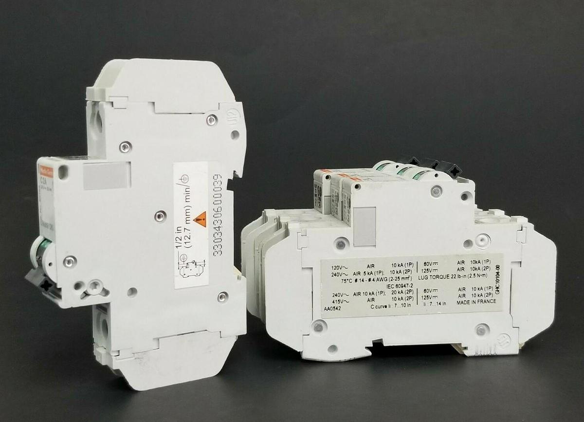 Used LOT OF 4 MERLIN GERIN CAT. NO. 60103 MULTI9 C60 CIRCUIT BREAKERS C2A 240V/60V