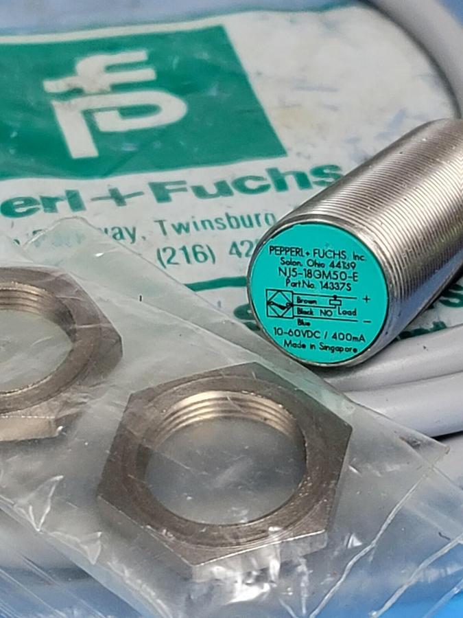 Used NEW PEPPERL & FUCHS NJ5-18GM50-E PROXIMITY SWITCH 10-60 V DC 400 MA (14337S)