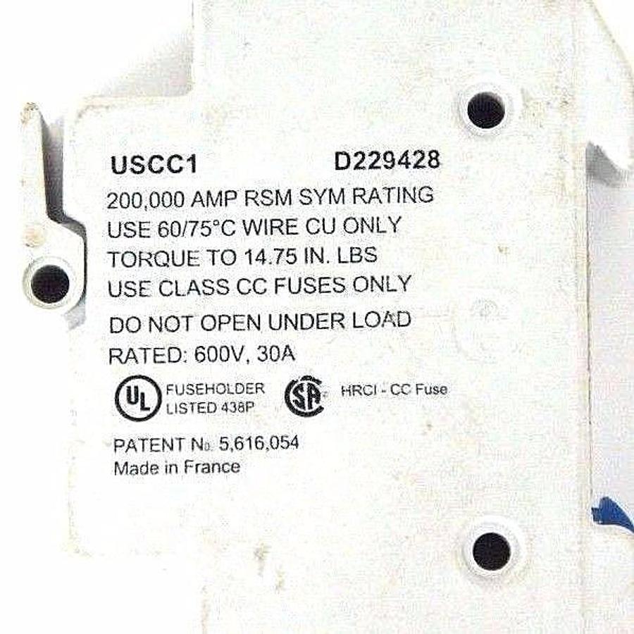 Used LOT OF 2 FERRAZ SHAWMUT USCC1 ULTRASAFE FUSE HOLDERS 30A, 600V