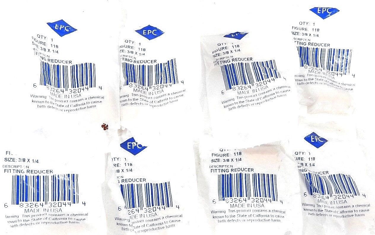 LOT OF 8 NEW EPC FIGURE: 118 SIZE: 1/4 FITTING REDUCERS