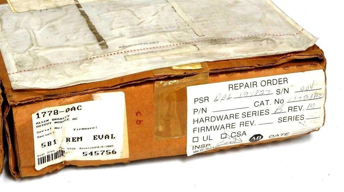 Refurbished REPAIRED ALLEN BRADLEY 1778-OAC OUTPUT MODULE SER. B WITH 1778-OAA