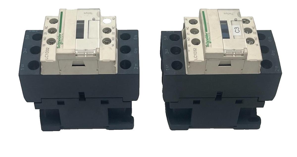 Used LOT OF 2 Schneider Electric LC1D32G7 32A 3‑Pole (3NO)  IEC Contactor 120VAC NSNP